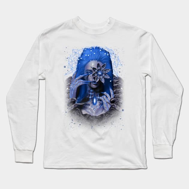 The Alien Flower (blue) Long Sleeve T-Shirt by Liquid Feline